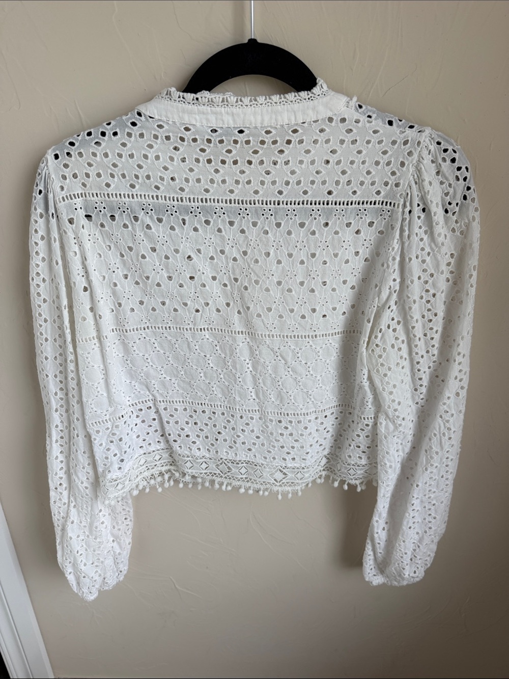 Zara White Eyelet Lace Button-Front Top - Picture 3 of 8